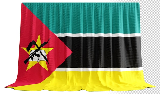 PSD kurtyna z flagą mozambiku w renderowaniu 3d o nazwie flaga mozambiku