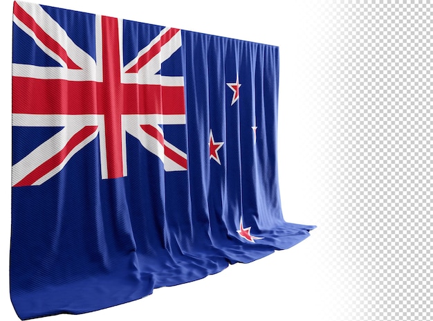 Kurtyna Z Flagą Nowej Zelandii W Renderowaniu 3d O Nazwie Flaga Nowej Zelandii