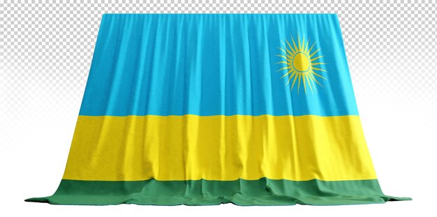 Kurtyna z flagą Rwandy w renderowaniu 3D o nazwie Flaga Rwandy