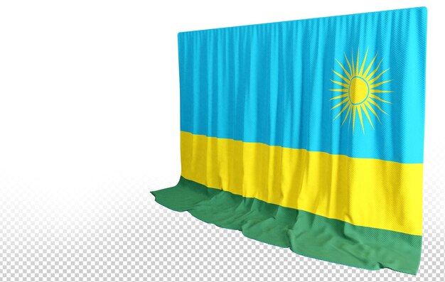 Kurtyna z flagą Rwandy w renderowaniu 3D o nazwie Flaga Rwandy
