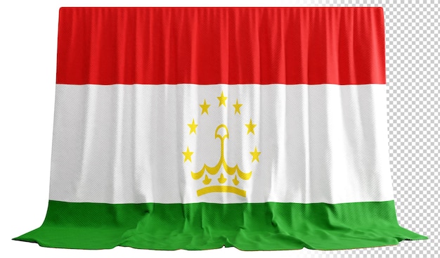 PSD kurtyna z flagą tadżykistanu w renderowaniu 3d zwana flagą tadżykistanu
