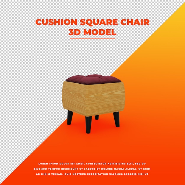 PSD kussen square chair geïsoleerd model