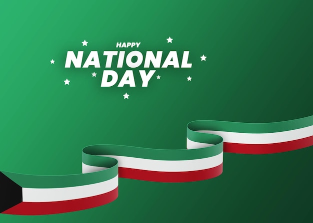 Kuwait flag design national independence day banner editable text and background