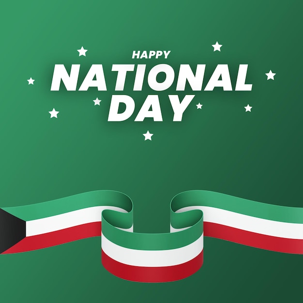 PSD kuwait flag design national independence day banner editable text and background