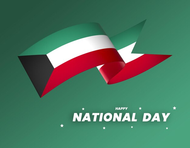 PSD kuwait flag element design national independence day banner ribbon psd