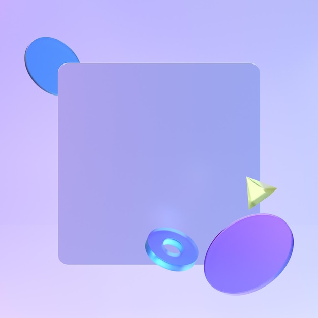 Kwadratowa tapeta na Instagram z fioletowymi gradacjami z obiektami 3D