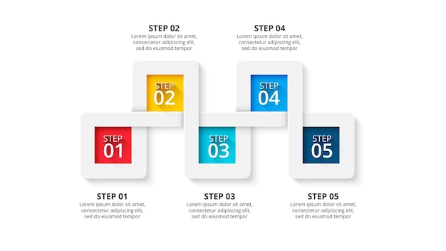 Kwadraty Z 5 Opcjami Infografika Procesu Do Prezentacji Biznesowej