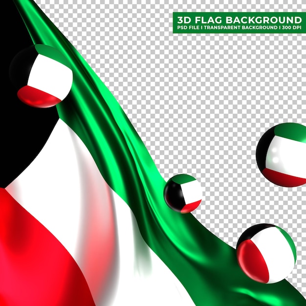 PSD kwait flag background with 3d ball ornament