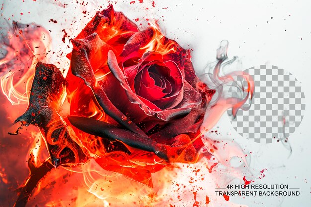 Kwiat Róży Z Ogniem Miłości Wzór W Kształcie Róży Na Przezroczystym Tle