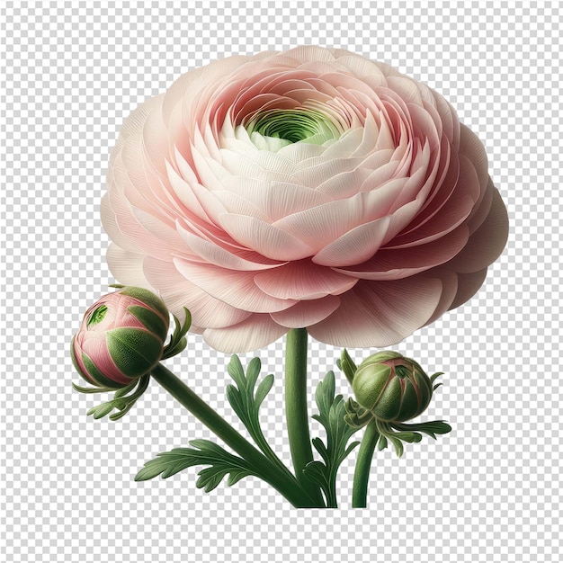 PSD kwiat z zielonym środkiem i różowymi i białymi płatkami