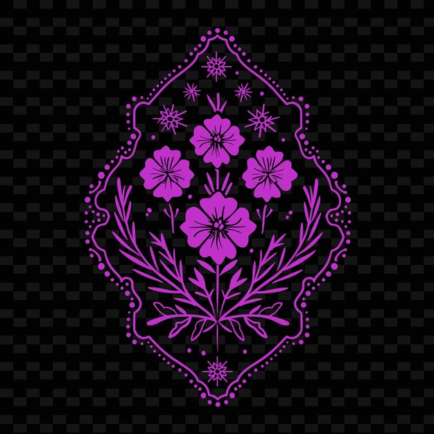 PSD kwiatowy projekt z fioletowymi kwiatami na czarnym tle
