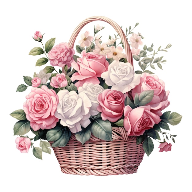 PSD kwiaty miłości valentyn koszyk kwiatów piękne aranżacje dla serdecznych uroczystości