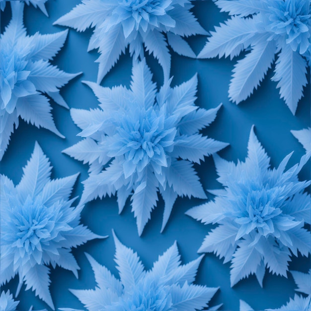 PSD kwiaty mrozu i lody na jasnoniebieskim i srebrnym tle