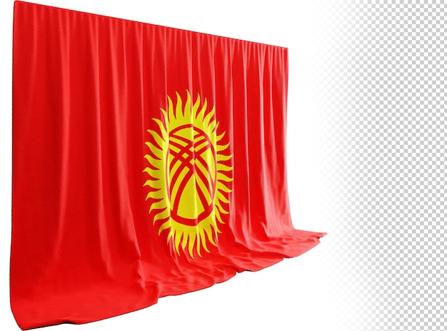 PSD kyrgyz flag curtain in 3d rendering celebrating kyrgyzstan's rich heritage