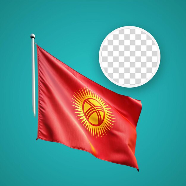 Kyrgyzstan high quality flag in realistic 3d render