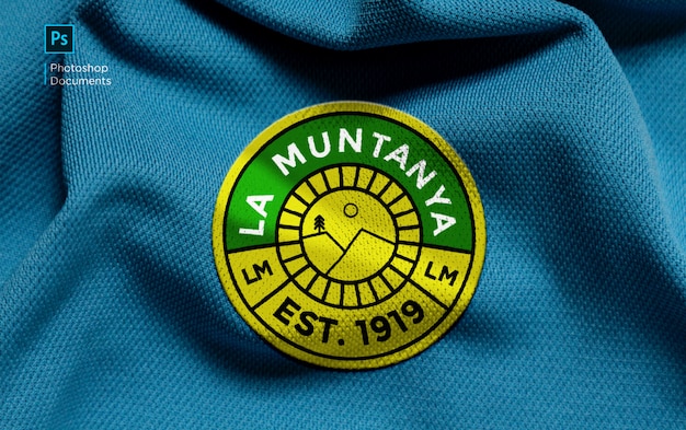 La muntanya fabric embroidered logo mockup design template