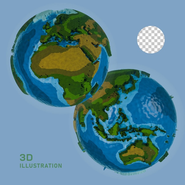 laag poly 3d illustratie set van de planeet Aarde
