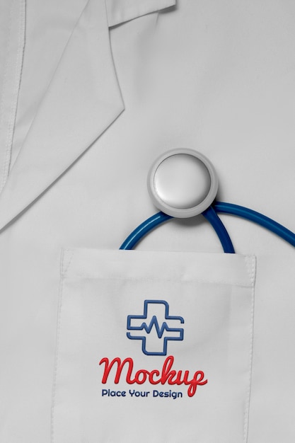 PSD lab coat with label mock-up pocket