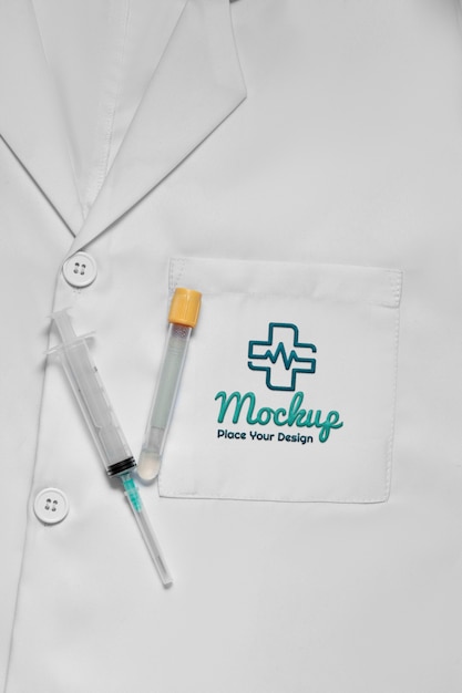 PSD lab coat with label mock-up pocket