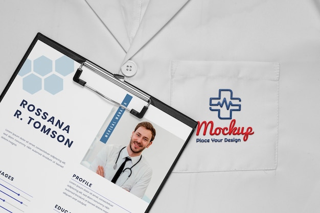 PSD lab coat with label mock-up pocket