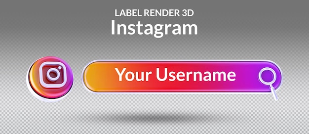 Label 3d render social media instagram icoon