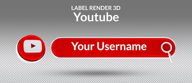 Label 3d render social media youtube icoon