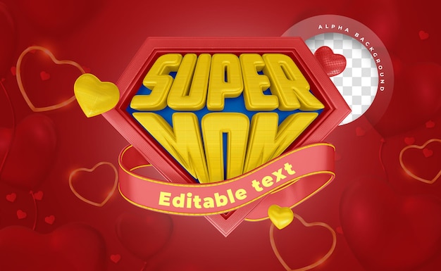 LABEL 3D RENDER SUPER MOEDER VOOR SAMENSTELLING MET BEWERKBARE TEKST