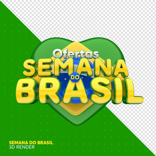 PSD label biedt brazilië onafhankelijkheidsdag 3d render brazilië week
