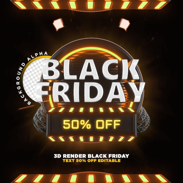 label black friday 3d realistic render for promotion campaigns and offers