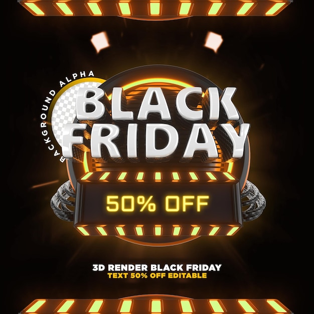 label black friday 3d realistic render for promotion campaigns and offers