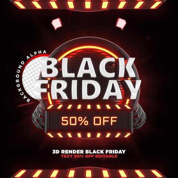 Label black friday 3D-realistische render voor promotiecampagnes en aanbiedingenS