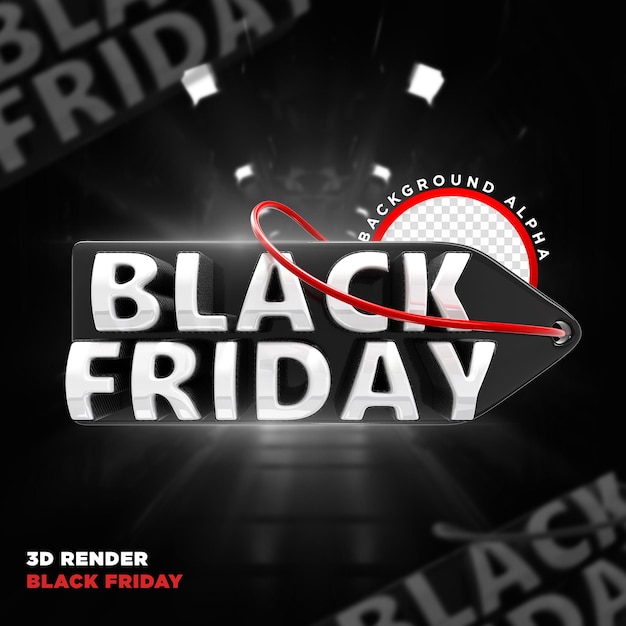 Label black friday 3D-realistische render voor promotiecampagnes en aanbiedingenS