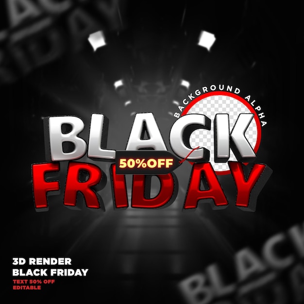 Label black friday 3D-realistische render voor promotiecampagnes en aanbiedingenS