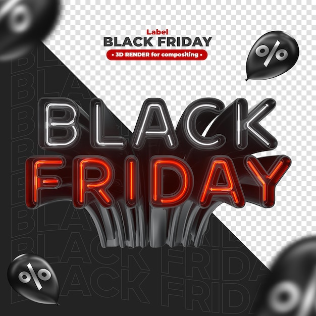 PSD label black friday 3d render for marketing campaigns in brazil in portuguese