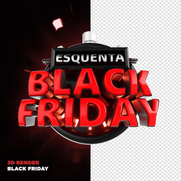 PSD label black friday 3d render realistic for marketing campaigns in brazil in portuguese