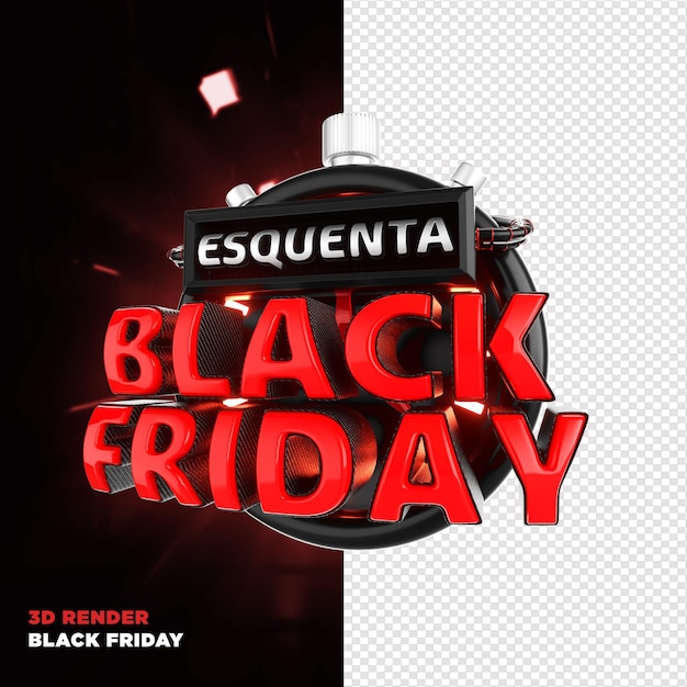 Label black friday 3d render realistisch voor marketingcampagnes in brazilië in het portugees