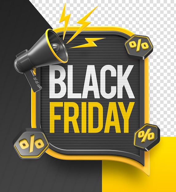 PSD label black friday in portuguese 3d render for marketing campaign in brazil