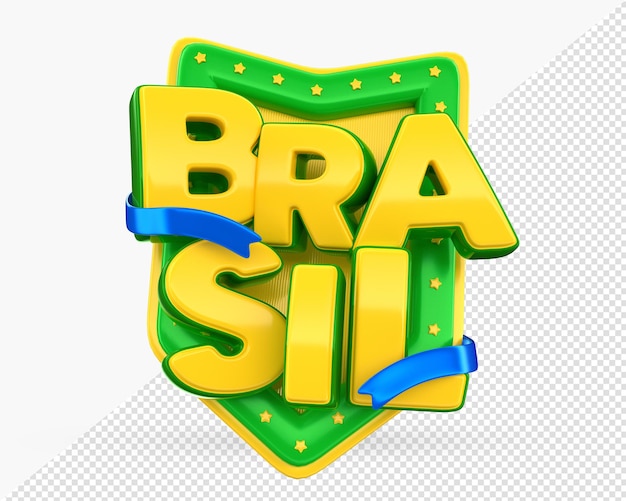 PSD 라벨 브라질 독립 기념일 3d render brazil week