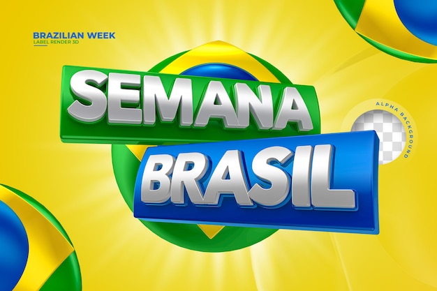 Label brazilian week 3d render voor sjabloonontwerp voor marketingcampagnes in het portugees