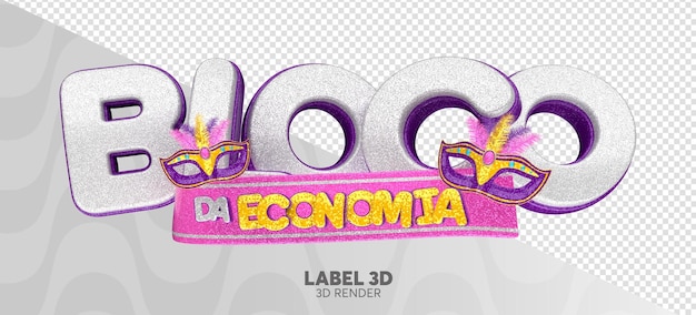 PSD label carnival of offers in brazil in 3d render with mask and lights in portuguese