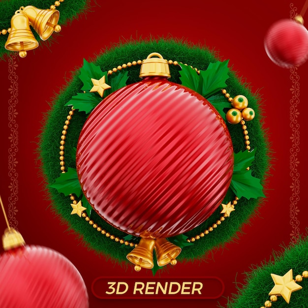 PSD label christmas 3d render in portuguese for marketing campaign in brazil