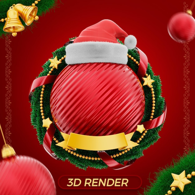 Label christmas 3d render in portuguese for marketing campaign in brazil