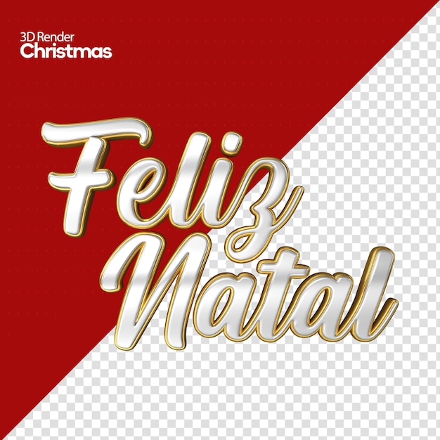 PSD label christmas 3d render in portuguese