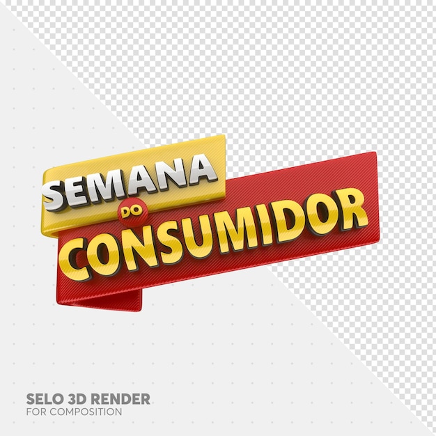 Label consumentenweek in portugese 3d render-sjabloon voor marketingcampagne in brazilië aanbiedingen