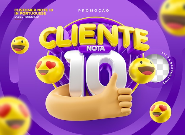 브라질의 마케팅 캠페인을 위한 포르투갈어 3d 렌더링으로 고객의 날 레이블 지정