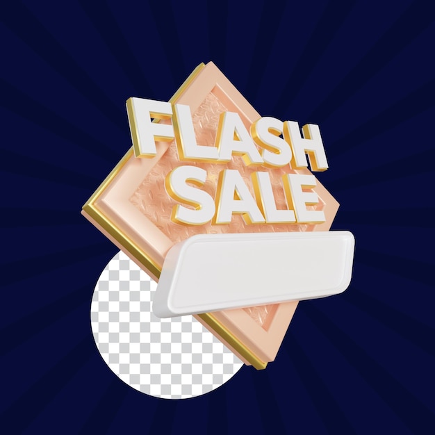 텍스트 상자가 있는 레이블 Flash Sale 3D 렌더링