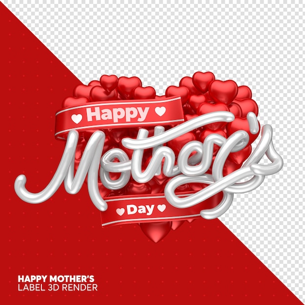 Label happy mother's day em 3d