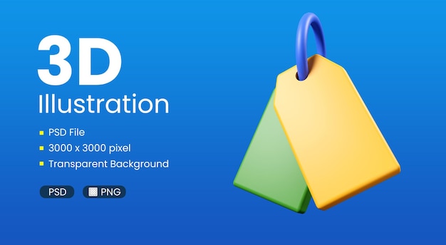 label icon 3d rendering with alpha background