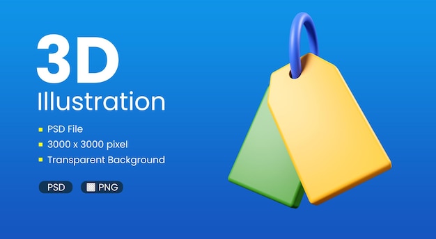 PSD アルファ背景のラベルアイコン3dレンダリング