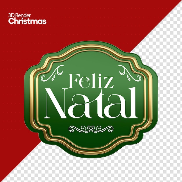 PSD label kerstmis 3d render in het portugees